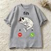 Funny Fish Calling T Shirt Bass Fish Incoming Call Graphic Tee Casual Short Sleeve Gift For Fisherunisex Angler Dad Fishing Hobby