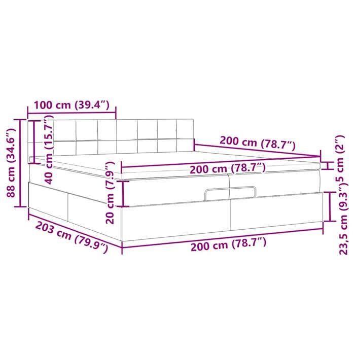 VidaXL Cadre de lit ottoman avec matelas noir 200x200cm velours 3312646