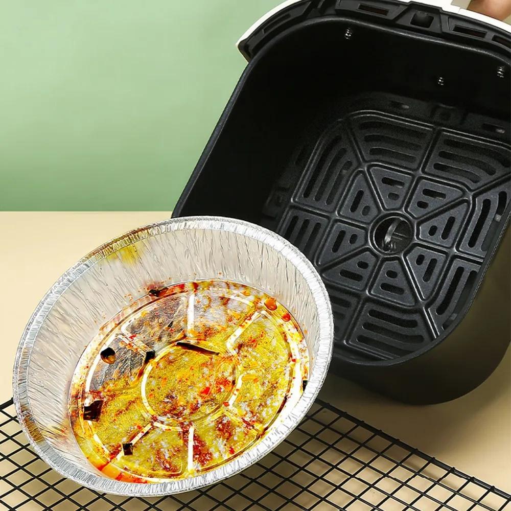 Air Fryer Disposable Paper Microwave Oil Foil Tin Steamer Mat Aluminum Food Tray Container Non-stick Baking Tin Foil Plate