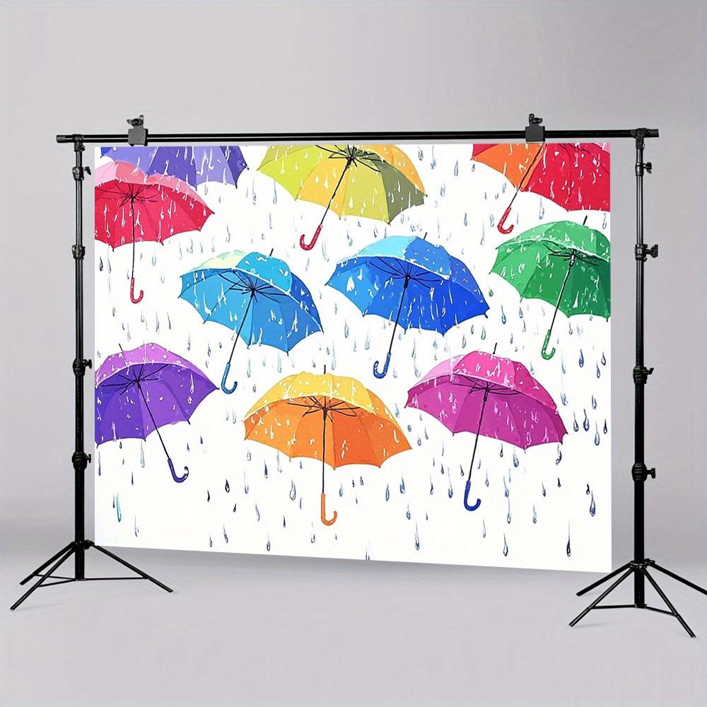 1 Stück farbiger Schirmmuster-Hintergrund - Lebendiges, regentropfen-inspiriertes Design mit bunten Schirmen - Polyester-Material