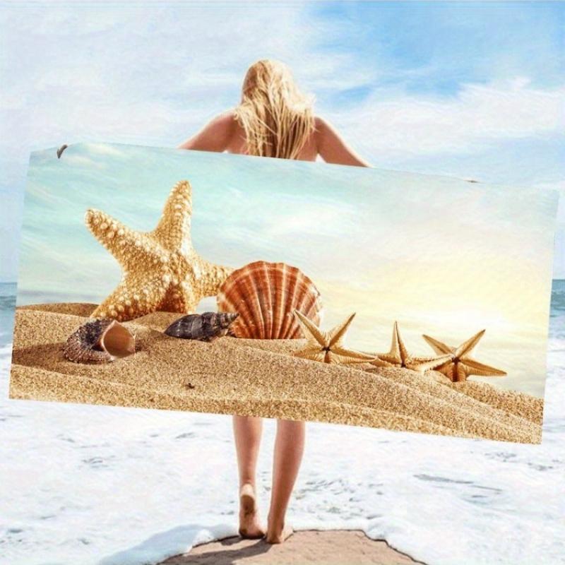 

A Microfibre Beach Towel Featuring a Starfish And Seashells Pattern: Ideal for Summer Outings at The Beach! Fashionable And W40*H60(CM)