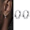 Stainless Steel Geometric Thorn Hoop Earrings for Men, Silver Color Punk Small Huggies Earrings, Hip-hop Fashion Jewelry Gift