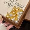 Christmas Pearl Gold Bead Necklace | 925 Silver Gold-Plated Brushed Australian Retro Fashion