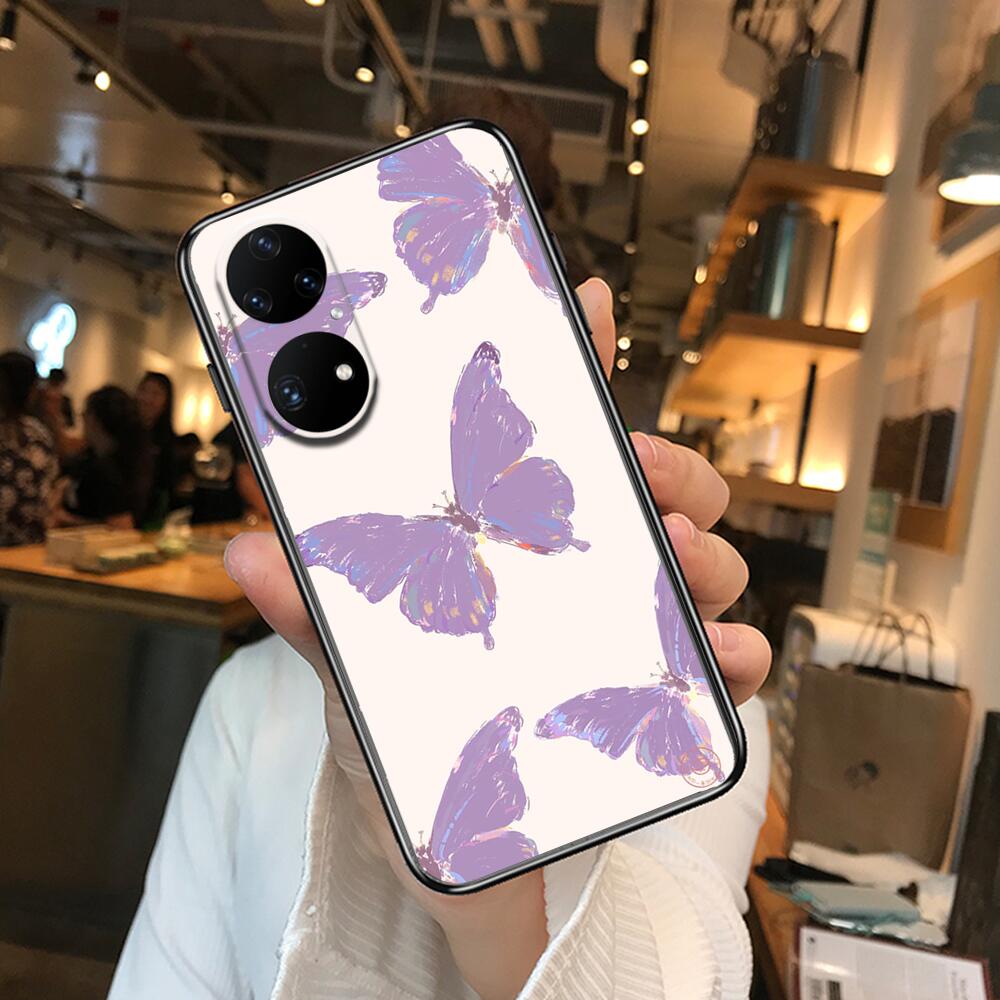 

Красивый чехол для телефона с узором бабочки для Huawei p50 P40 p30 P20 10 9 8 Lite E Pro Plus, черный чехол Etui с рисунком Hoesjes комиксов Huawei P20 pro