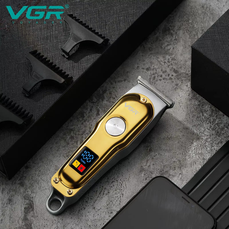VGR Mini Lightweight Hair Clipper Cordless Electric Hair Clipper Professional Electronic Digital Display Hair Clipper Men's Trimmer