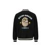 Evisu Autunno Inverno Da Mo Patch in Pelle Vestibilità aderente Lettera Giacca da baseball Uomo giacche Nero 2EAHTM2JK741XXPQ