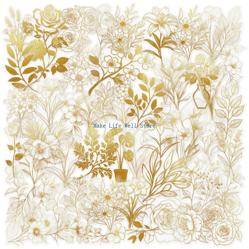 Золотая Растительная Наклейка Наклейка для Скрапбукинга Наклейка-Награда Декоративная Наклейка-Этикетка Наклейка с Цветами для Вечеринки