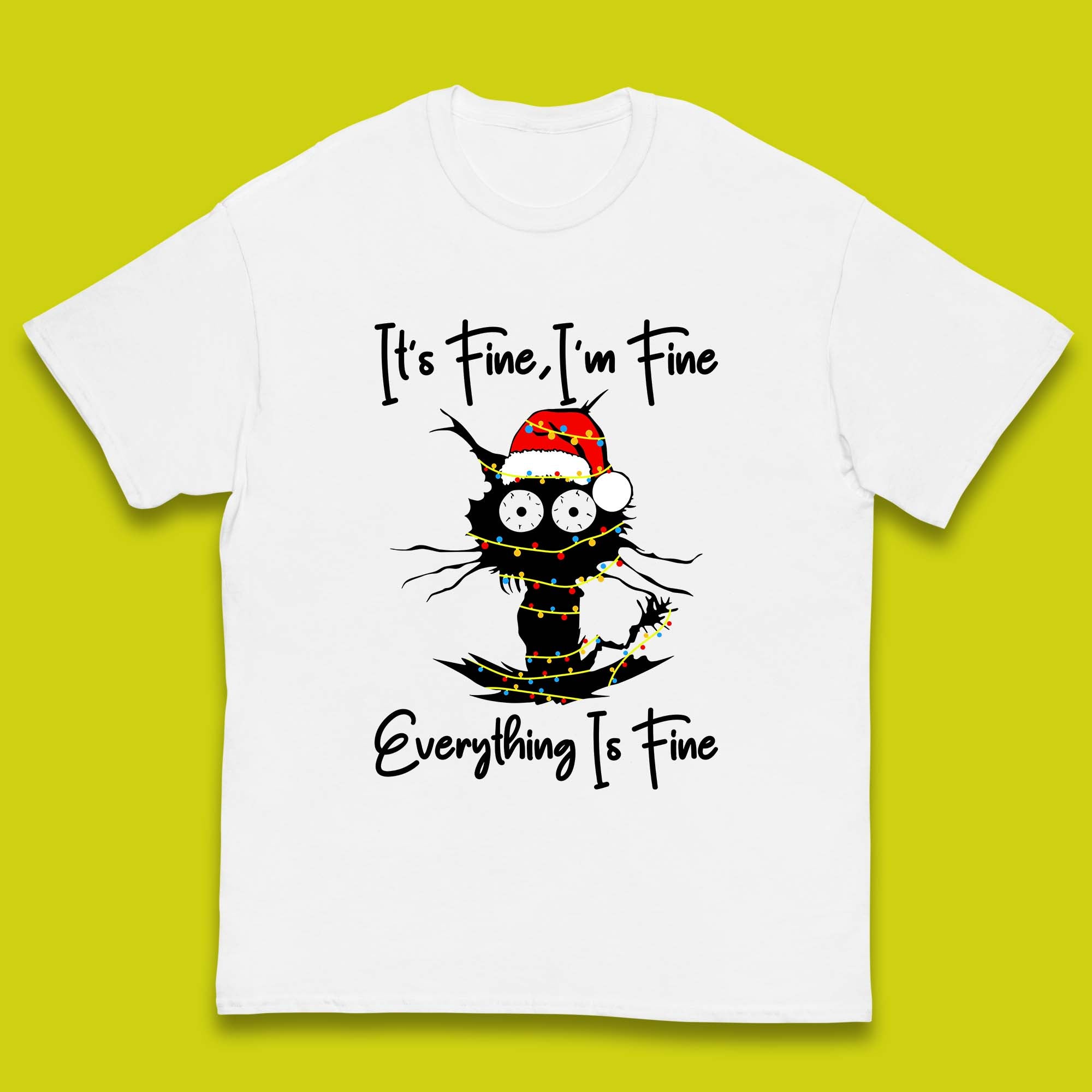 Christmas Electrocuted Cat Kids T Shirt 140