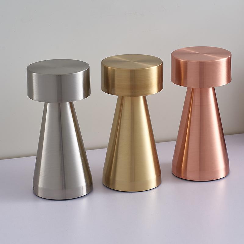 Retro Small Mushroom Table Lamp Dimmable Touch Switch LED Desk Lamp USB Techargeable Wireless Night Light for Bedroom Decor