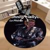 1pc Rock star Johnny Hallyday Round carpet Painted Printed circular carpet, home door mat, outdoor travel protection carpet