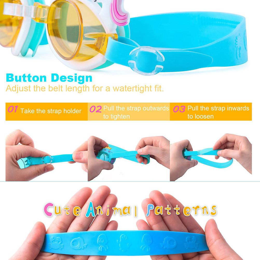 2Pcs Cartoon Kids Swimming Goggles Anti Fog Waterproof UV Protection No Leaking Baby Goggles