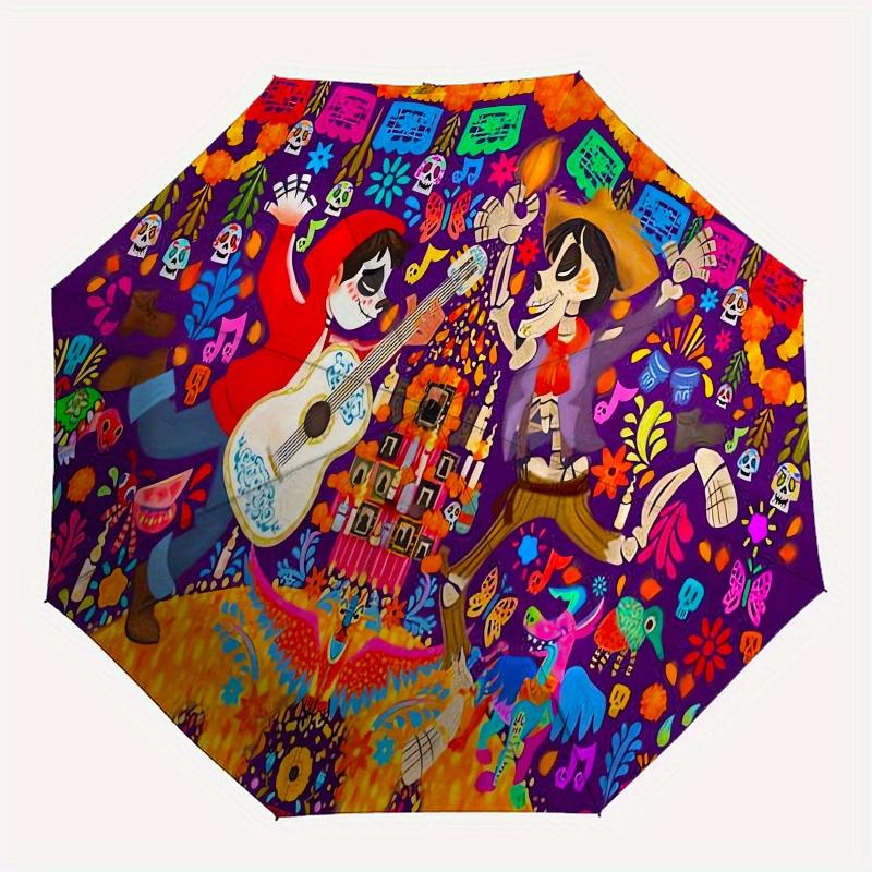 1pc CoCo Automatic Folding Umbrella: Compact 8-Bone Design Cartoon Outdoor Travel Companion, Business Umbrella, Christmas Valentine's Day Bi