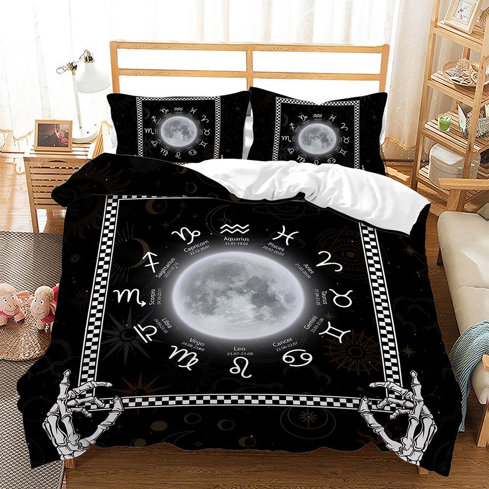 Quilt Cover Three-Piece Set Twelve Constellations Black Two-Piece Set Digital Printing Bedding