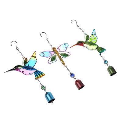 Ανεμοδονητής Κολιμπρί Μεταλλικό Γυάλινο Ζωγραφιστό Χειροτεχνία Κρεμαστό Καμπανάκι Λιβελούλα Πουλί Αλουμινένιος Σωλήνας Κρεμαστό για Σπίτι Αυλή