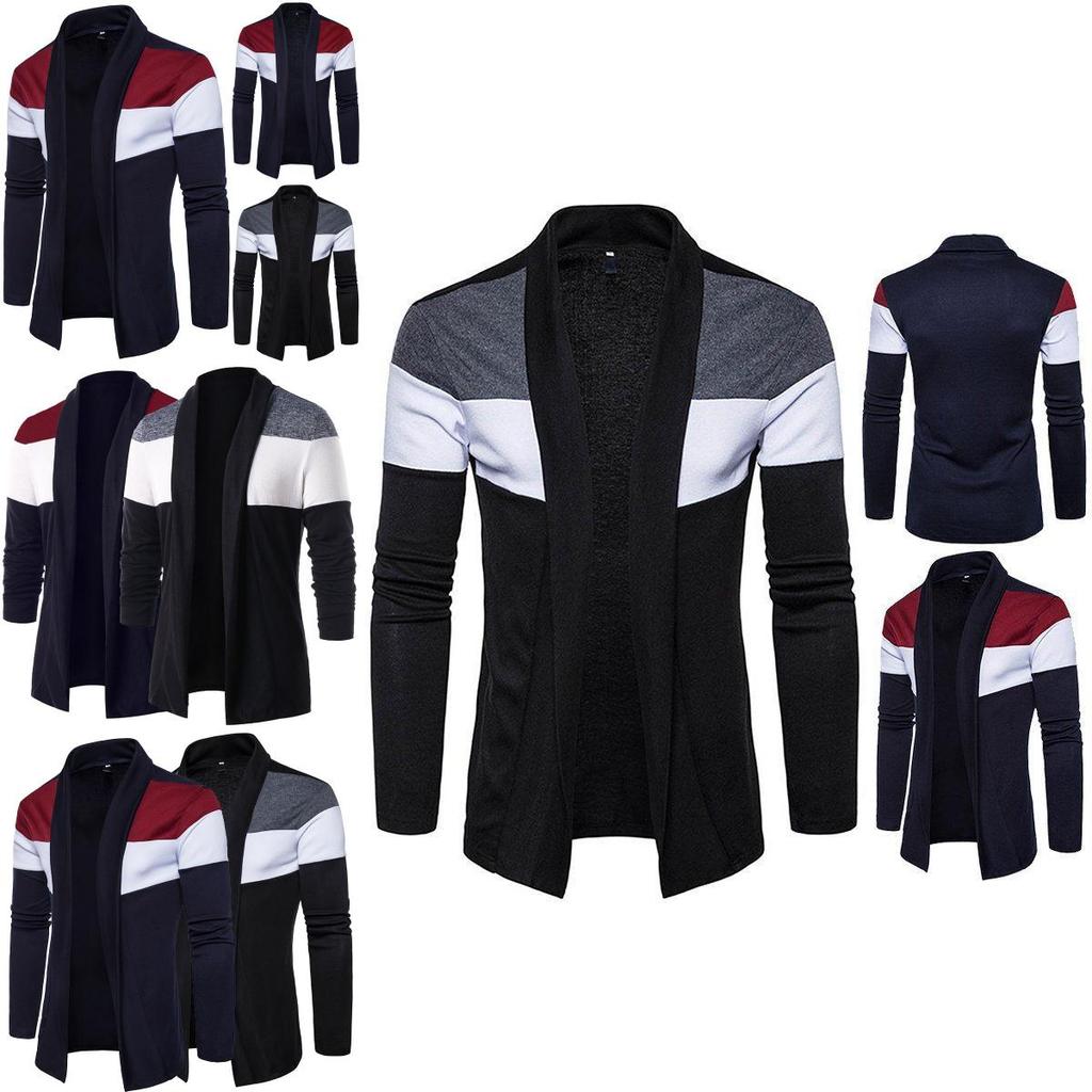 Exquisite Men's Plain Knitted Cardigan Long Sleeve Slim Fit Sweater Jacket