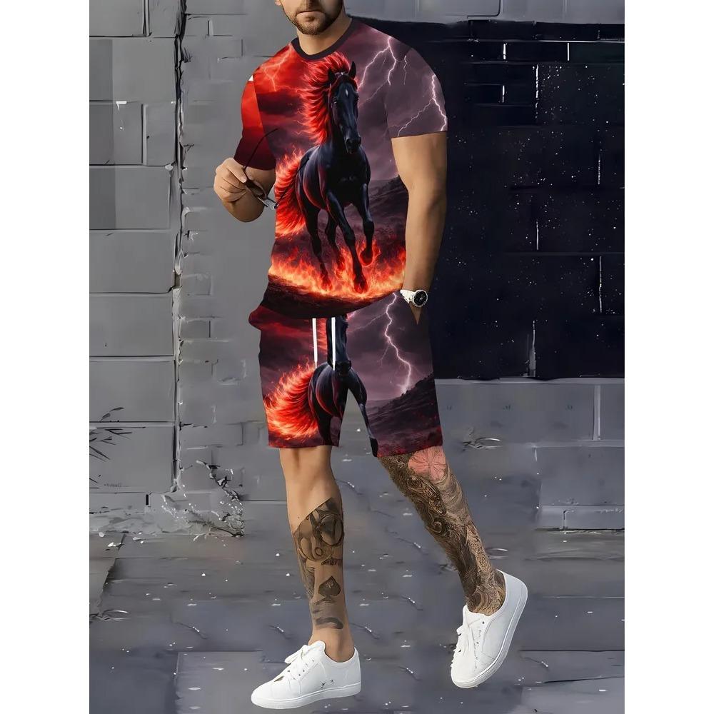 Summer Striped Animal 3D Printed Sports Wear Fashionable Comfortable Breathable Large Loose Casual Style Sports Wear