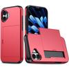 For iPhone 16 Plus Case with Card Holder TPU+PC Phone Cover Dual Layer Shockproof