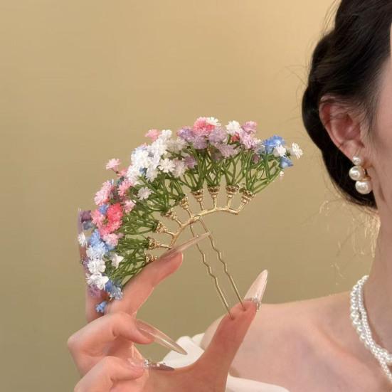 Damen Haarspange Stirnfransen Blumen Design Leicht zu Tragen Haarstab Brüchige Haare Fixierer Dekorativer Braut Haarstab Haar Styling Zubehör
