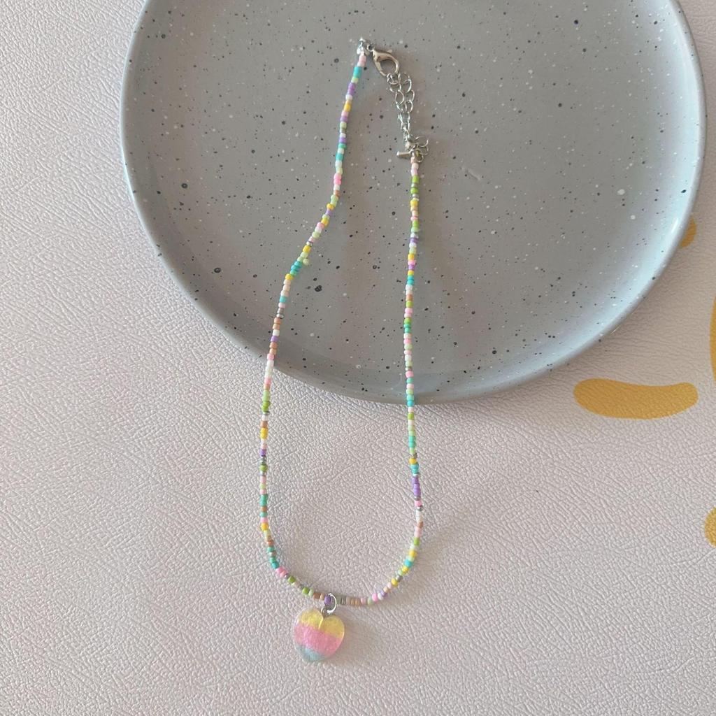 Colier cu pandantiv înghețată, dulce și elegant, cu mărgele colorate – accesoriu clavicular drăguț, durabil și versatil pentru femei.