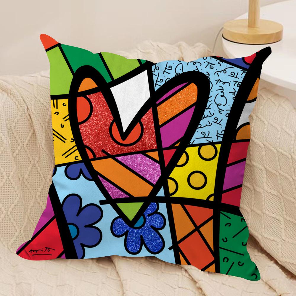BBritto Art Design Cushion Cover Short plush Doublesided Print Square Throw Pillow Covers Sofa Home Cushion Decor