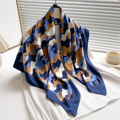90 * 90cm New Twill Silk Simple Sun Protection Warm Large Square Scarf Shawl Headscarf For Women