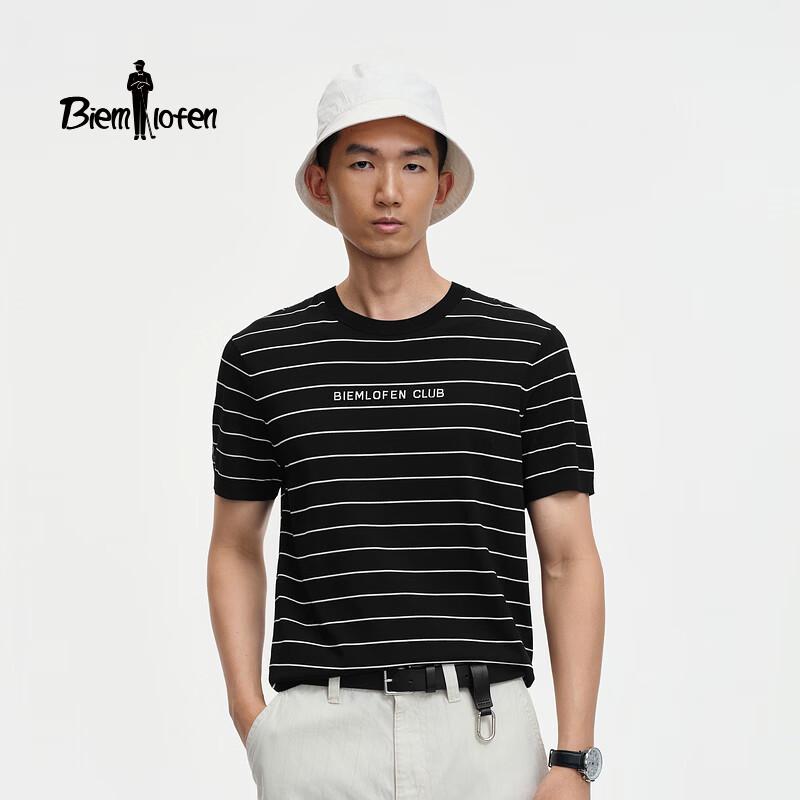 Biyin Lefen Men s Clear Spring Yarn Striped Short-Sleeve Knit Shirt L