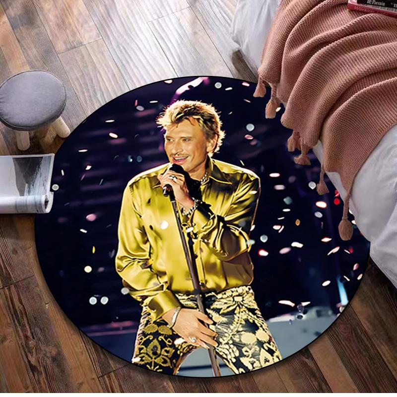 Johnny Hallyday Runder Teppich - Büro Dekorativer Teppich Für Wohnzimmer Schlafzimmer Fußmatte Bodenteppich Computerstuhl Bereichsteppich