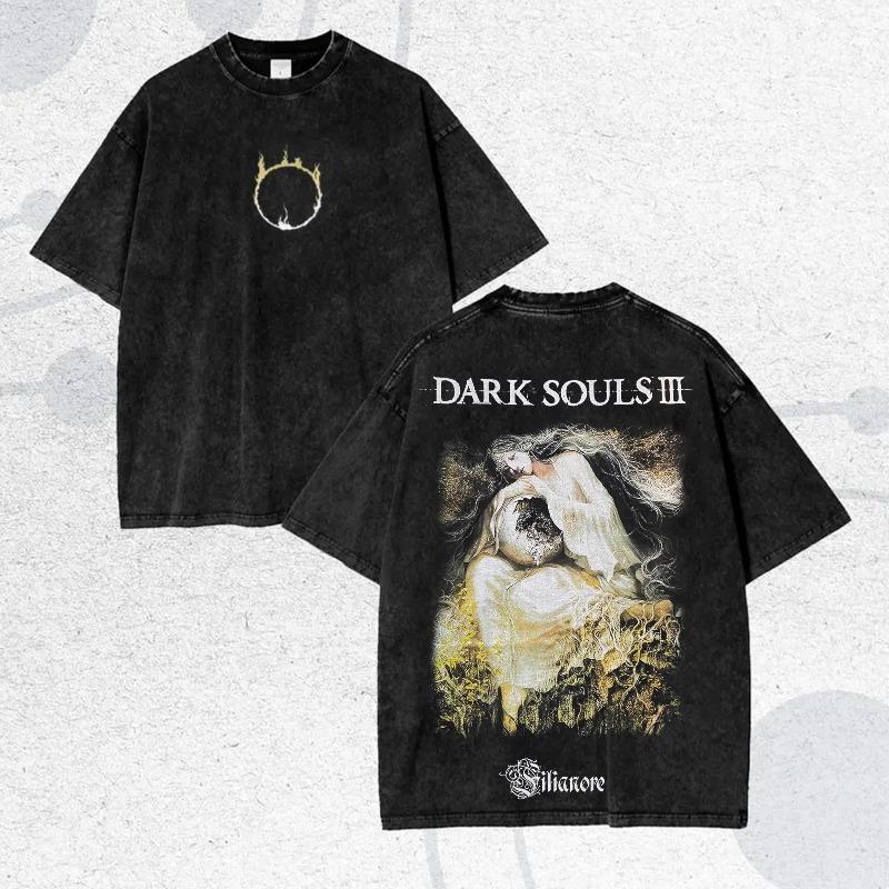 

Vintage Wahed Dark Fantasy Maiden Shirt Ethereal Fire Goddess Graphic Tee Summer Men s and Women s Washed T-shirt Top M