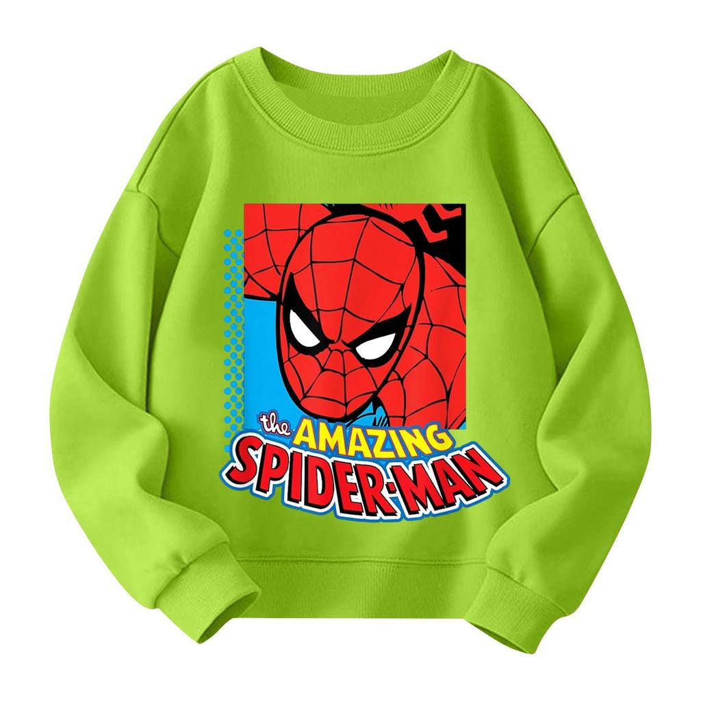 Boys and girls round neck plus velvet pullover printed top sweatshirt
