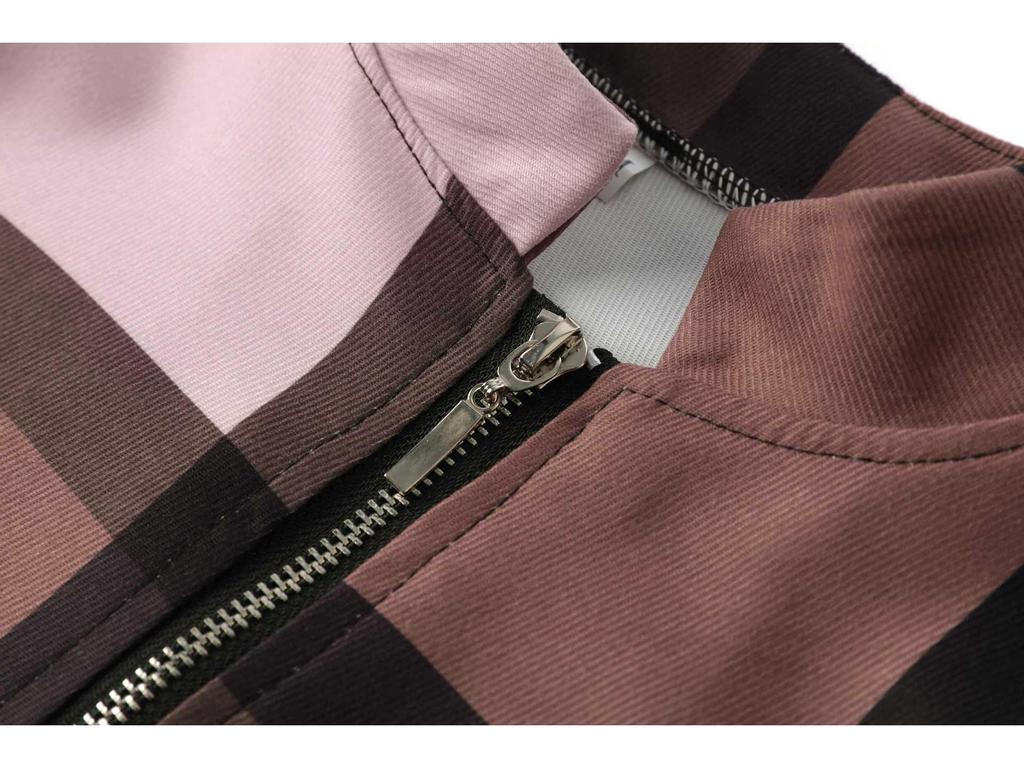 Autumn/Winter 2022 Slim Fit Plaid Print Zipper Jacket