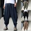 Men Retro Casual Cotton Harem Japanese Trousers With Comfortable Linen Fabric For Stylish Everyday Wear