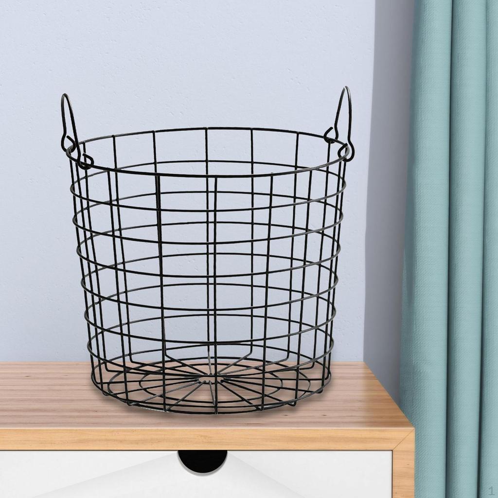 Cesto Portaoggetti in Ferro 21cm x 20cm con Manici Contenitori per Oggetti Vari Grande