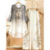 1116 European and American plus-size women's new vintage bohemian style round neck mid-sleeve set