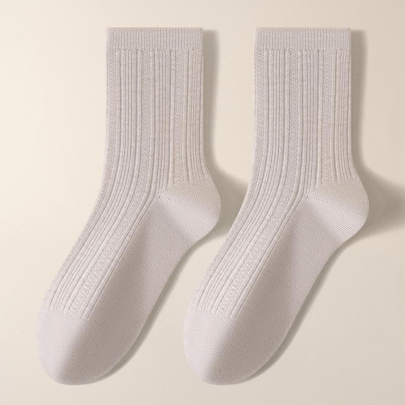 

Women s Autumn and Winter Solid-color Mid-calf Socks Made of Mulberry Silk and Wool, Antibacterial and Warm Cashmere 1 pair