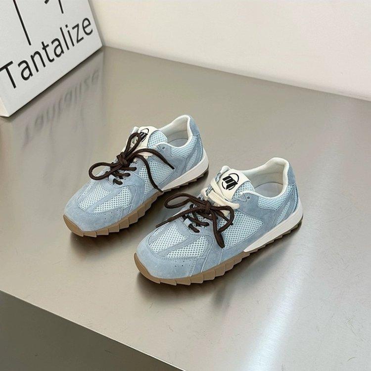 

Женская обувь Retro Dexun 2024 года, весна-лето, повседневная спортивная обувь на шнуровке, сетчатая обувь, рабочая обувь с мягкой подошвой и мягкой поверхностью 35 синий