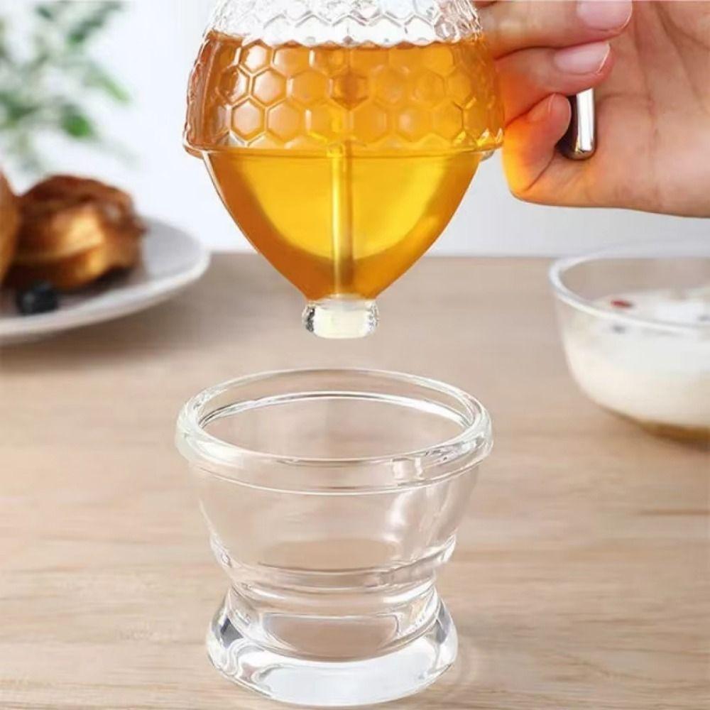 Sealed Honey Pot with Stand Press Type Honey Storage Tank Clear Syrup Extruder  Kitchen