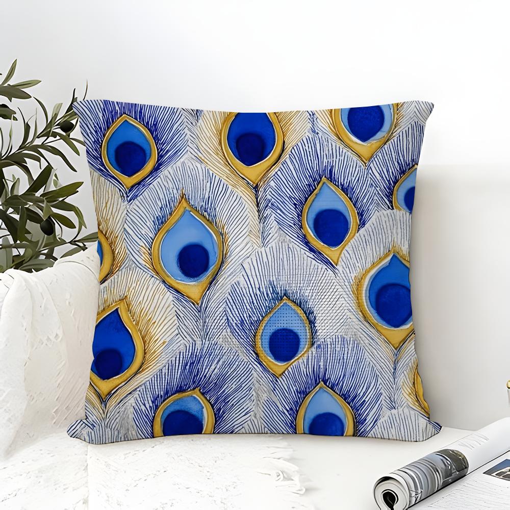Gorgeous Vintage Peacock Texture Pillow Case linen pillow case sofa home decor cushion cover cushion cove