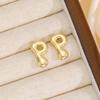 18K Polished Cute Bubble 26 Alphabet Stud Earrings - Minimalist Ear Jewelry