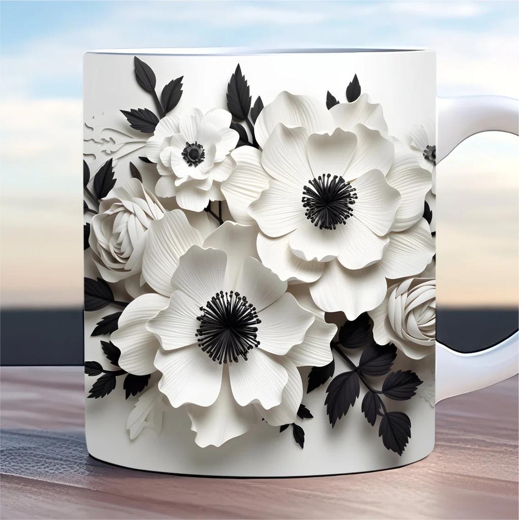 3D Spring And Summer Spring Flower Butterfly Butterfly Diamond Ceramic Coffee Mug Water Cup
