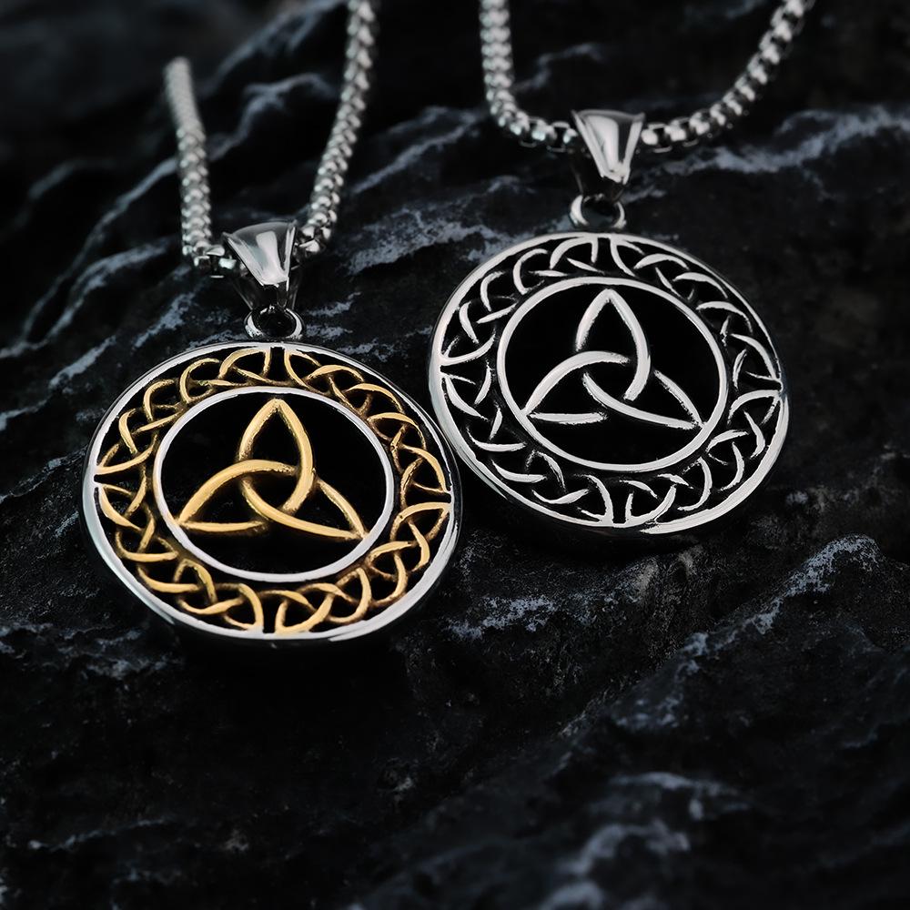 

Titanium Steel Viking Celtic Knot Pendant Necklace for Men.