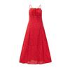 European and American style design pleated drawstring lace floral suspender skirt summer high waist thin A word holiday style dress