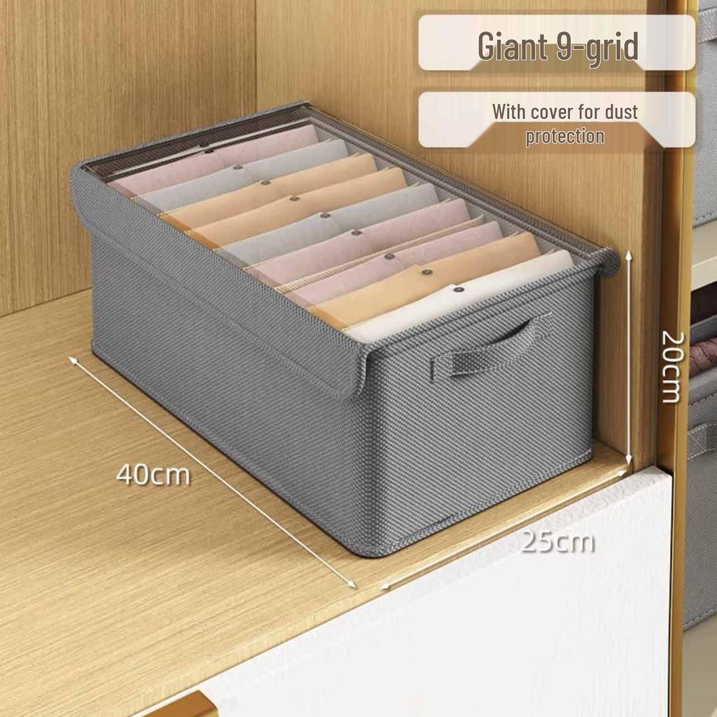 PP Board Fabric Clothes Organizer with Dividers - Wardrobe Storage Box for Pants