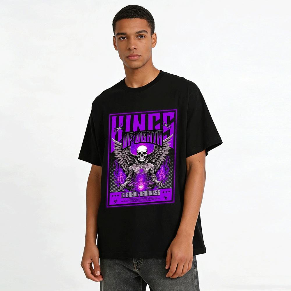 Winged Skull Of Death Print Streetwear Casual Men's T-Shirt Pure Cotton T-shirt