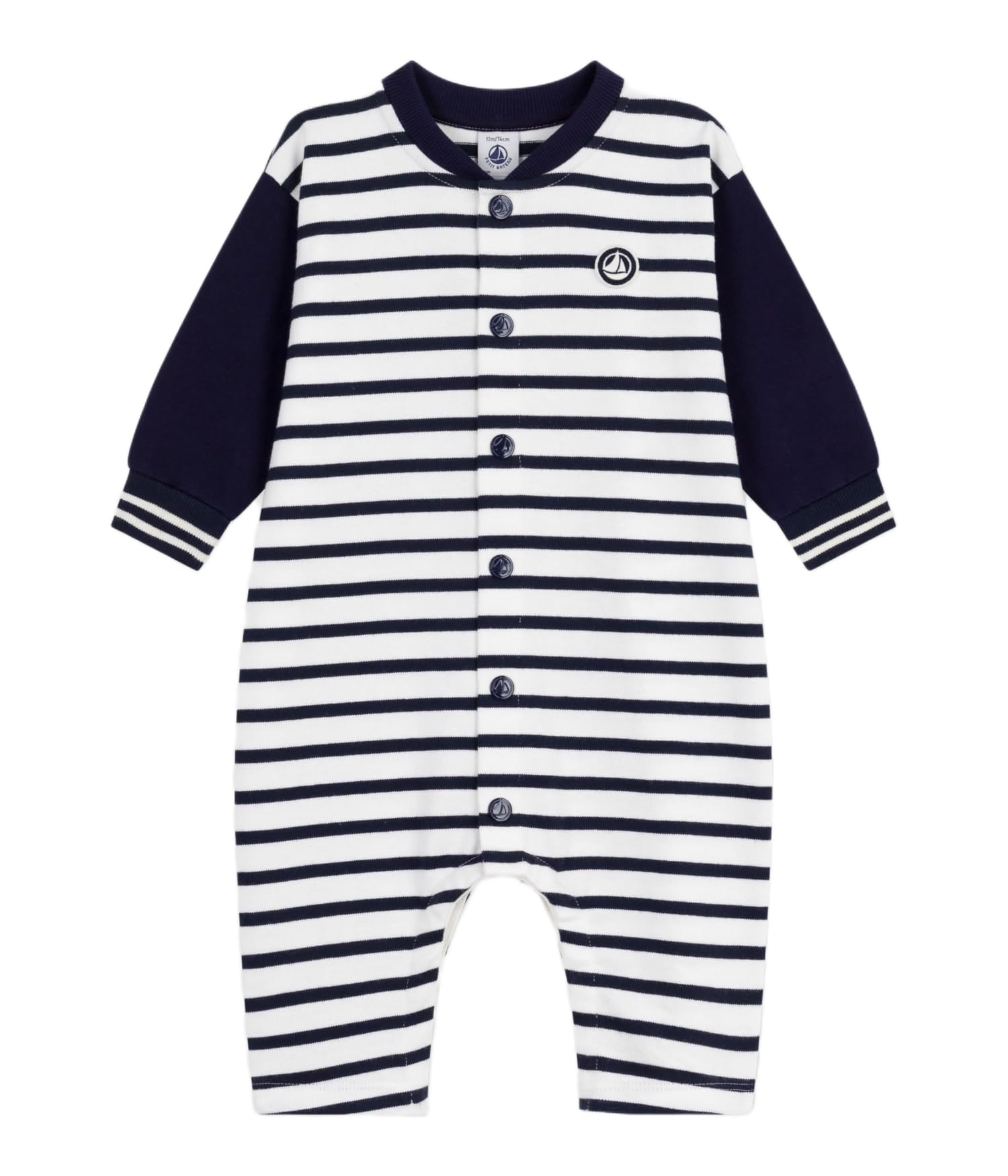 

Petit Bateau Jumpsuit 12 74cm A0EBQ, Off-White/Navy, Months,