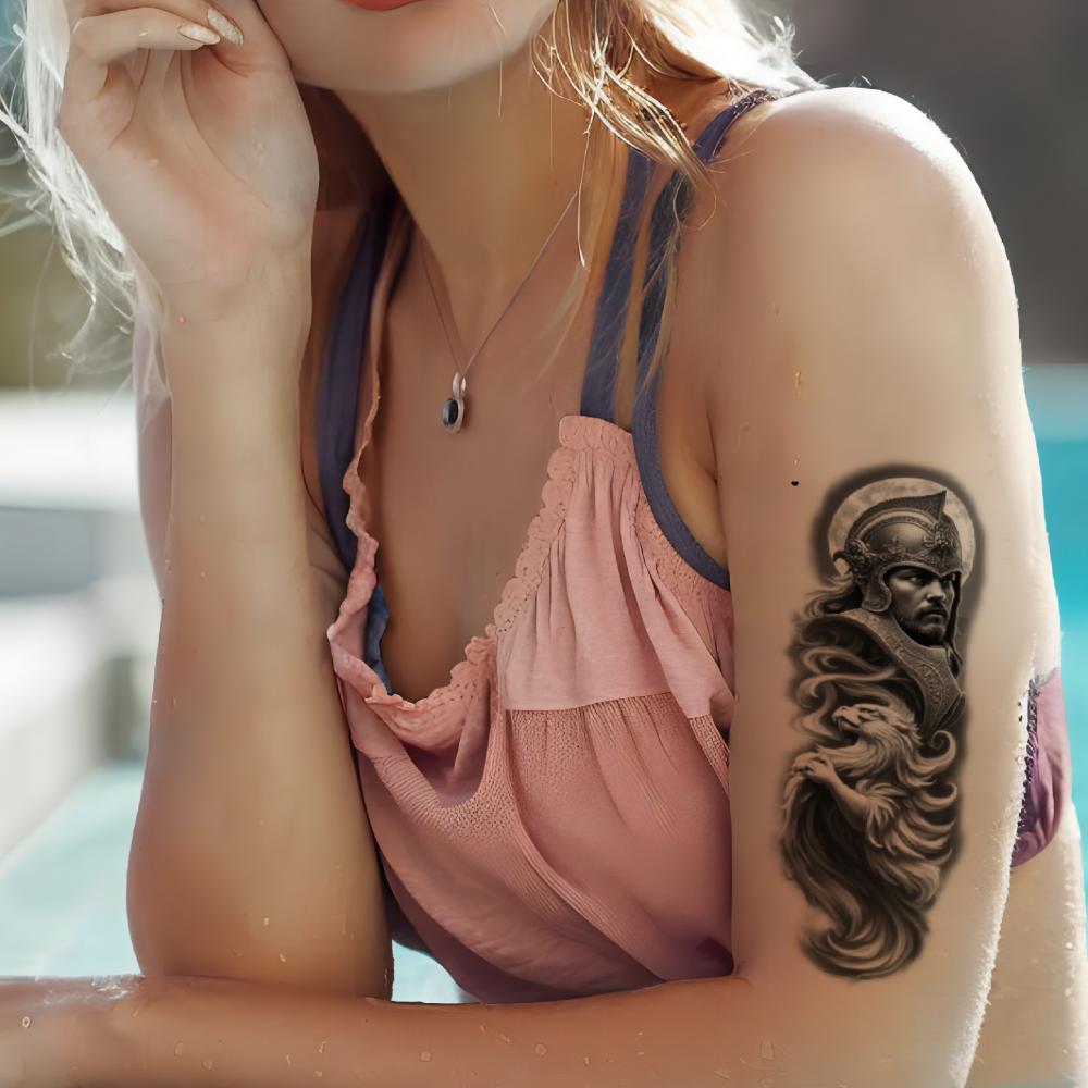 12pcs Temporary Tattoo Eagle Tattoo Realistic Temporary Tattoos Rose Tattoo Tower Tattoo Black And Grey Realism For Arm Male
