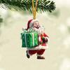 Christmas Ornament Smiling Santa Claus Holding Gift Pendant 3D Effect Acrylic Hanging Pendant Festive Home Decor