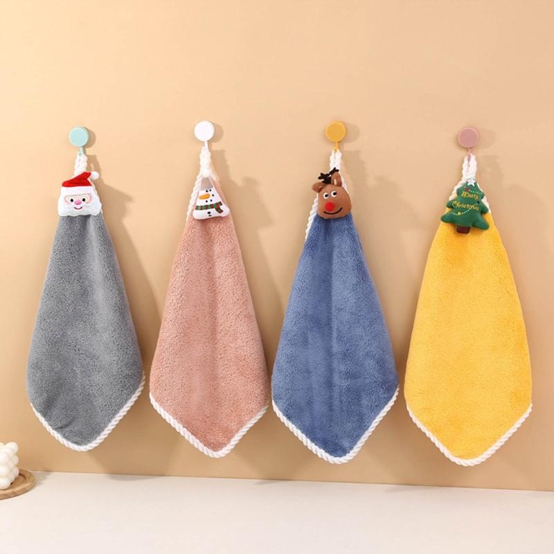 Christmas Themed Hand Towel for Home Bathroom Kitchen Washcloths Soft Comfortable Strong Absorbent Washing Hand Towel
