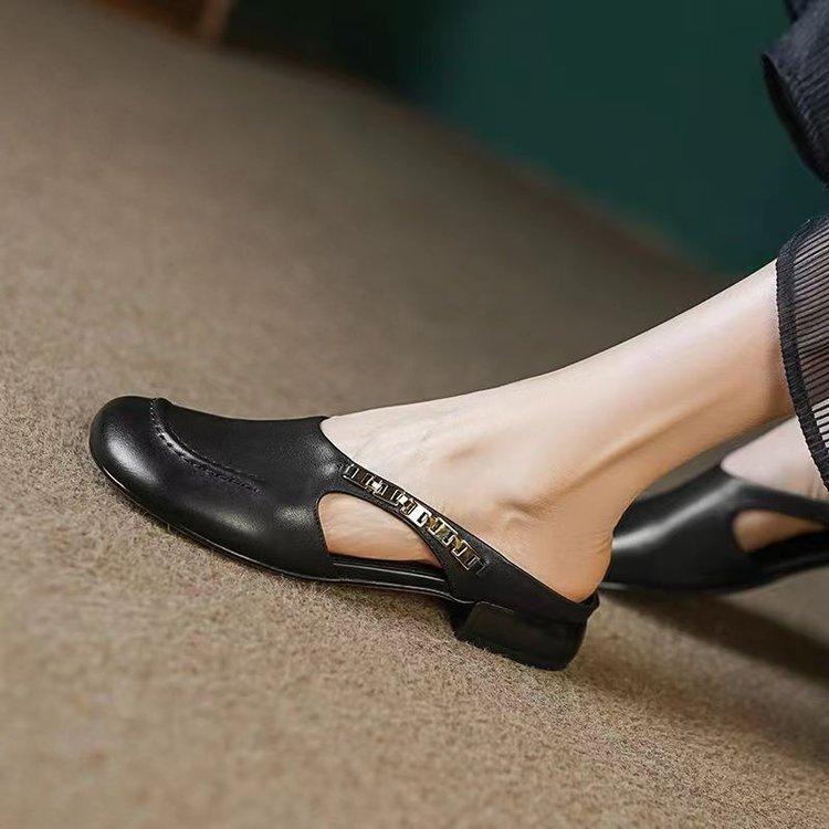 

Французские ретро туфли Мюли верхняя одежда 2025 новая летняя мягкая на низком каблуке одинарная обувь универсальные сандалии полушлепанцы женская верхняя одежда 35 чёрный