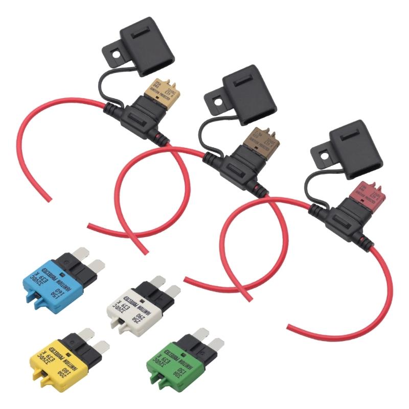 32V 30A Reusable Fuses Holder with 12 AWG Wire for Car Trucks Boats with Waterproof Caps Fuses Holder Quick Installation