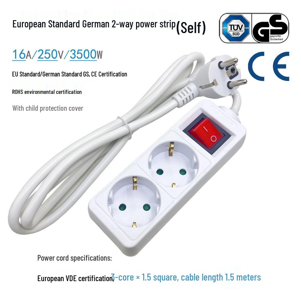 

European Style 3456-Hole Power Strip, German Standard Socket with Switch
